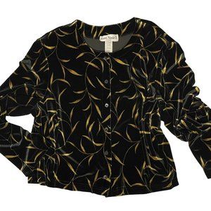 Vintage Ronni Nicole by Ouida Womens Top Black Gold Sparkle Velour  Size 24W